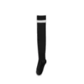 Black over-the-knee compression sports socks with white stripe variant for fitness running. - Black Striped