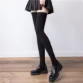 Black over-the-knee thigh-high socks for women, extra long winter knitted hosiery. - One Size (Tube Height 80cm) / Black