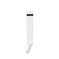 White over-the-knee compression athletic socks with black stripes for running fitness sports. - Striped White