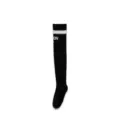 Black over-the-knee compression sports socks featuring white stripes and stylish letter prints. - Alphabet Sock Cuff - Black