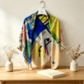 Retro abstract art silk cotton large square scarf for women spring summer stylish daily. - 2# Spring Graffiti