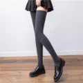 Dark grey over the knee high socks, autumn winter cozy knit thigh high stockings for women - One Size (Tube Height 80cm) / Dark Gray