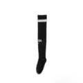 Black over-the-knee compression sports socks with white stripes, ideal for fitness. - Middle Letters - Black