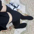 Black over-the-knee knit socks for women, comfortable long ribbed boot stockings variant. - One Size / Thin Black Stripe