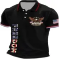 Men black polo shirt with 3d patriotic eagle graphic and freedom print short sleeve - ML26171747-24 / 3XL