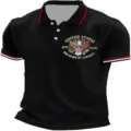 Men US 250th Anniversary Polo Shirt Casual Short Sleeve Graphic Tee Top Black Summer - ML26112205-27 / 3XL