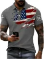 Men 3D American Flag Polo Shirt Casual Short Sleeve Golf Top Patriotic Summer Apparel - ML26112205-37 / 3XL