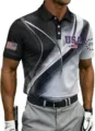 Men's 3D printed golf polo shirt, short sleeve casual athletic top with USA flag design. - ML26112205-41 / 3XL
