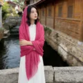 Extra large solid color cotton scarf women lightweight beach shawl wrap breathable summer stoles - 15# Rose Red
