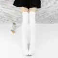 Japanese style white over-the-knee high socks, cotton knit thigh high stockings for daily wear. - High Tube Pure White