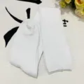 White knitted over the knee long socks for women, classic ribbed winter boot socks. - One Size / Fine Stripe White
