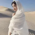 White lightweight women desert beach scarf sun protection headscarf elegant shawl wrap 180x90 - Pure White
