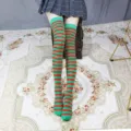 Christmas striped over-the-knee socks, red and green high tube long stockings for women. - One Size / Horizontal Stripes in Red and Green