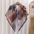 French vintage print large square silk scarf for women, elegant artistic floral shawl. - 9# Romantic Manor