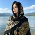 Fashion leopard print cotton linen scarf for women, long fringe shawl, spring autumn warm. - Double Leopard SJ165 Black