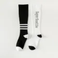 Sport compressiesokken voor heren en dames, lange hardloopsokken voor fitness en yoga. - Eén maat (maat 36-42) / Zwart-wit set A