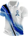 Men 3D printed polo shirt short sleeve casual golf top with blue wave design and ribbon pattern - ML259111102-20 / 3XL