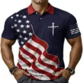 Men's US Flag 3D Print Golf Polo Shirt Casual Short Sleeve Athletic Top Variant view - ML26112205-34 / 3XL