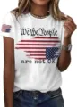 Camiseta mujer manga corta cuello redondo con estampado letras bandera USA top verano casual - S / Tops / Estilo 3