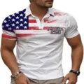 Men's 3D American Flag Polo Shirt Casual Short Sleeve Patriotic Summer Golf Top - ML26112205-44 / 3XL