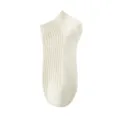 Damen Einfarbig Freizeitsocke, bequeme atmungsaktive gerippte Baumwoll niedrige Bootsocke. - Einheitsgröße (35-40) / Beige