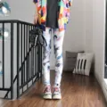 Women colorful abstract print leggings stretch slim fit yoga trousers stylish casual wear - One Size / Bottoms / Pattern (8806)