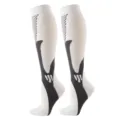Professional athletic calf compression socks for running, marathon, fitness, and basketball sports. - S/M (Sizes 35-39) / White
