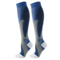 Professional blue grey athletic calf compression socks for running sports training and fitness. - S/M (Sizes 35-39) / Blue
