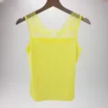 Women summer yellow lace trim camisole modal slim fit basic tank top apparel variant. - L / Yellow