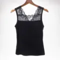 Black lace camisole modal slim fit tank top for women summer casual basic inner wear - 2XL / Black