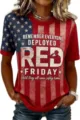 Women's American flag print short sleeve crewneck T-shirt casual military theme top. - ML2655936-36 / 3XL