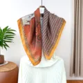 Elegant imitation silk square scarf featuring classic carriage and geometric chain patterns. - 54# - Galloping Horse