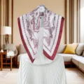 Imitation silk small square scarf paisley neck scarf 70cm fashion elegant women accessory - 63#-White & Red Large Paisley