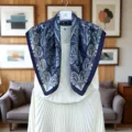 Blue paisley silk scarf variant, elegant vintage design for women's stylish daily wear. - 53# - Blue Paisley