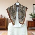 Classic paisley silk square scarf retro brown green floral neckerchief for women spring - 52# - Gold Paisley