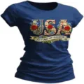 Women's patriotic short sleeve t-shirt with USA graphic and freedom text print casual top - 3XL / Tops / Style 9