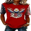 Women's 3D Patriotic Eagle Print Short Sleeve T-Shirt Red US Independence Day Tee - ML2655936-39 / 3XL