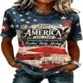 Women Patriotic 3D Print Short Sleeve T-Shirt America 250th Anniversary Casual Tee Top - 3XL / Tops / ML267261833-47