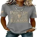 Women graphic print short sleeve t-shirt casual crewneck top with funny letter design grey - ML251072338-15 / 3XL