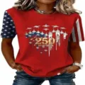 Women patriotic short sleeve t-shirt casual usa 250th anniversary graphic tee top - ML251072338-13 / 3XL