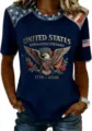 Womens US 250th Anniversary Patriotic T-Shirt American Flag Eagle Graphic Short Sleeve - ML251072338-19 / 3XL