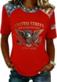Womens 4th of July Patriotic American Flag Graphic T-Shirt Short Sleeve Casual Summer Tee - ML2655936-21 / 3XL