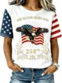 Women American flag 3D print short sleeve t-shirt casual round neck patriotic tee top - ML2655936-32 / 3XL