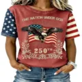 Women's American Flag Eagle Print Short Sleeve Casual Round Neck Patriotic T-Shirt - ML2655936-34 / 3XL