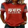 Womens patriotic graphic t-shirt short sleeve casual round neck red tee top summer fashion wear - ML2655936-46 / 3XL