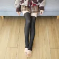 Women fake translucent fleece over the knee socks winter anti-slip warm leg warmers - Standard Style - Stirrup - Sheer Black