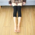 Black thermal knee high leg warmers thick fleece lined winter socks for women wear - Regular Style - Mid-Thigh - Pure Black