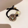 Rhinestone Smiley Pearl Hair Tie Elegant Fashion Hair Ring Ponytail Holder Hair Accessory - White Rhinestone Smiley Style (G11-1) / White