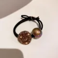 Sparkling rhinestone smiley face hair tie with iridescent bead elegant elastic pony tail holder - Champagne Smiley Style (G11-2) / Champagne