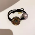 Rhinestone smiley face pearl hair tie variant, fashionable black elastic band for styling. - Gray Smiley Style (G11-3) / Gray